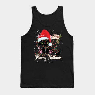 Black Cat Tangled Up In Christmas Tree Lights Merry Fluffmas Tank Top